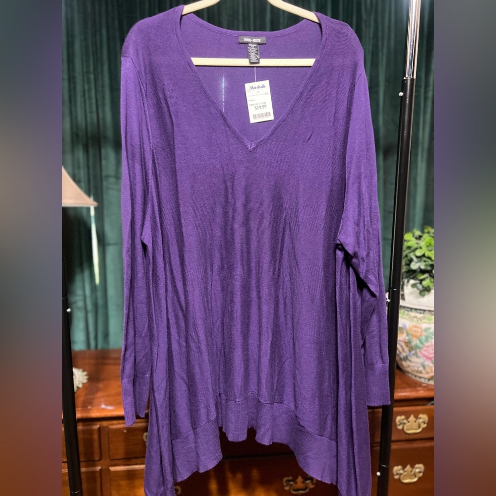 Stylish Purple V-Neck Tunic Top